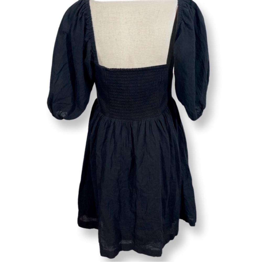 Maeve by Anthropologie Sweetheart Baby Doll Dress Puff Sleeve & Pockets Black M - Picture 3 of 14